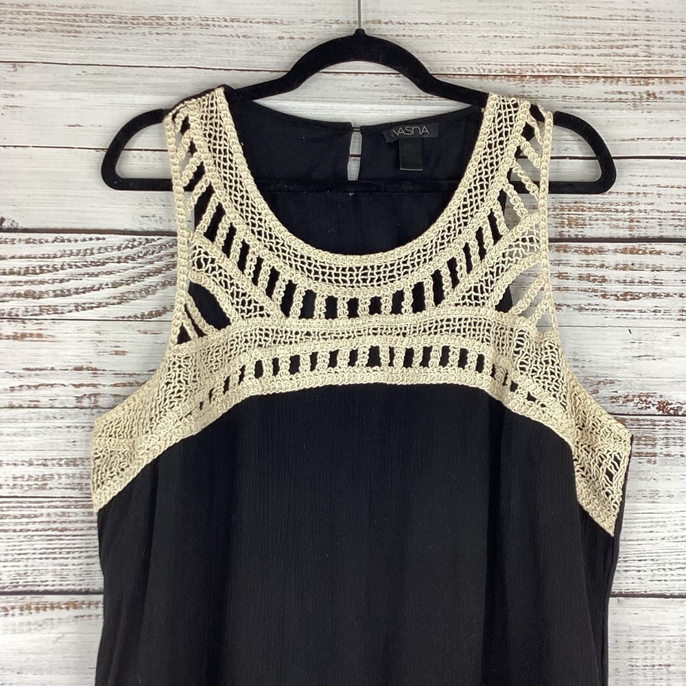VASNA SIZE M BLACK CROCHET MID DRESS SUMMER FALL GUC - Picture 5 of 10